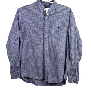 Polo Ralph Lauren Mens XL Blue Gingham Long Sleeve Button Down Shirt